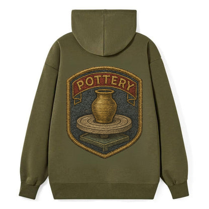 Pottery wheel with clay vessel - ceramicist symbol - Classic Pullover Hoodie - ArmyGreen