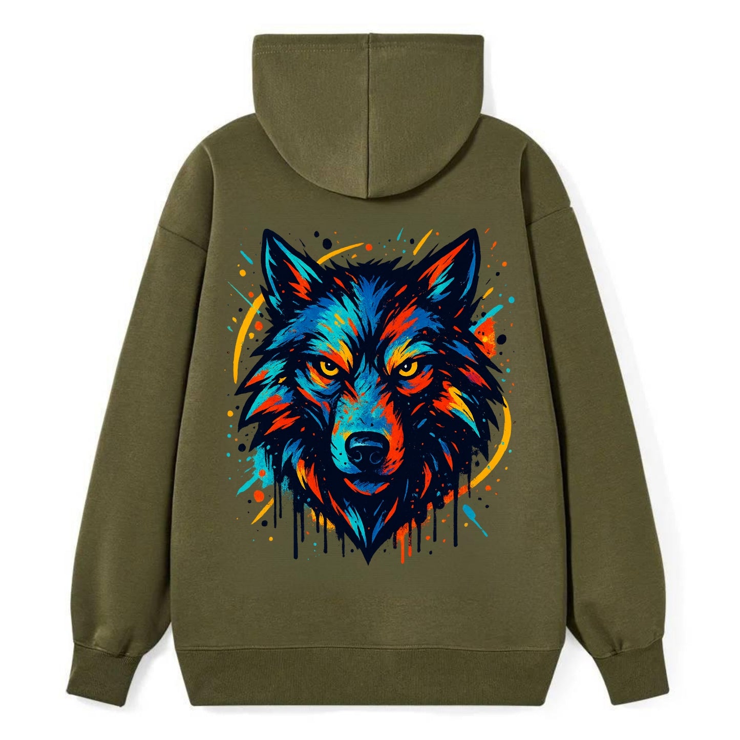 Alpha Wolf Leader  - Classic Pullover Hoodie - ArmyGreen