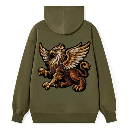 GRIFFIN BEAST - lion eagle hybrid in gold and brown , heraldic - Classic Pullover Hoodie - ArmyGreen