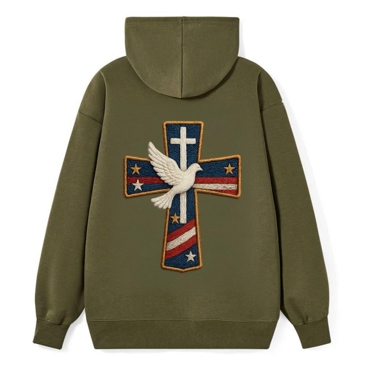 Dove and Cross  - Classic Pullover Hoodie - ArmyGreen