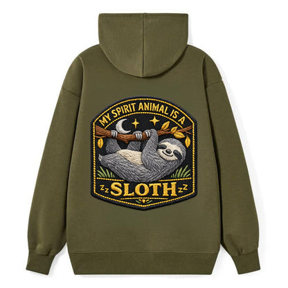 MY SPIRIT ANIMAL IS A SLOTH - lazy sloth in gray , slow life - Classic Pullover Hoodie - ArmyGreen
