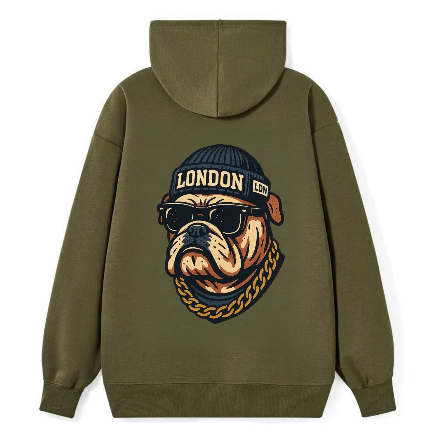 London Bulldog - Classic Pullover Hoodie - ArmyGreen