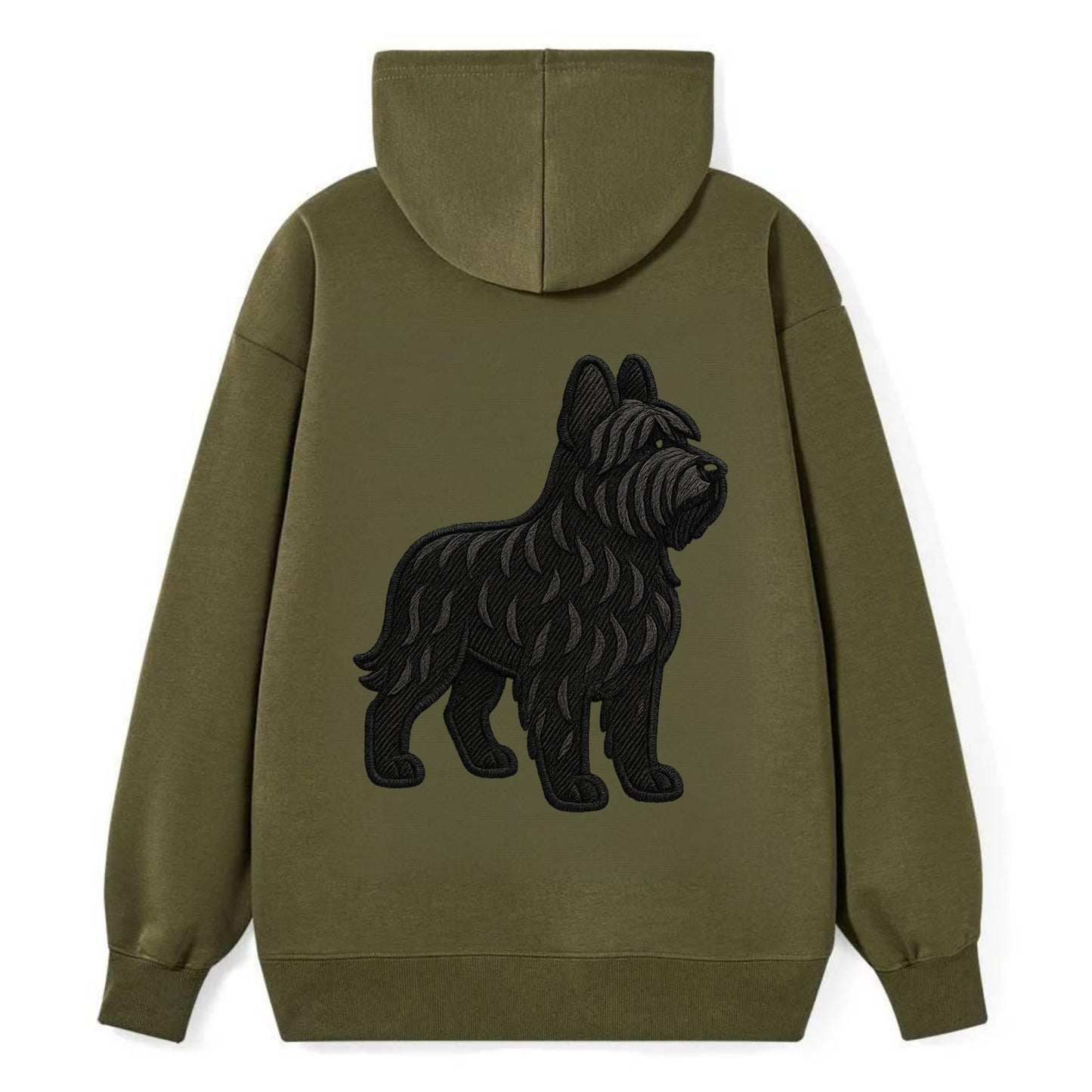 Briard - Black wavy coat embroidered herding pose - Classic Pullover Hoodie - ArmyGreen