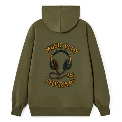 Music Is My Therapy  - Classic Pullover Hoodie - ArmyGreen