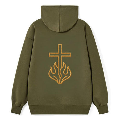 Burning Bush Cross  - Classic Pullover Hoodie - ArmyGreen