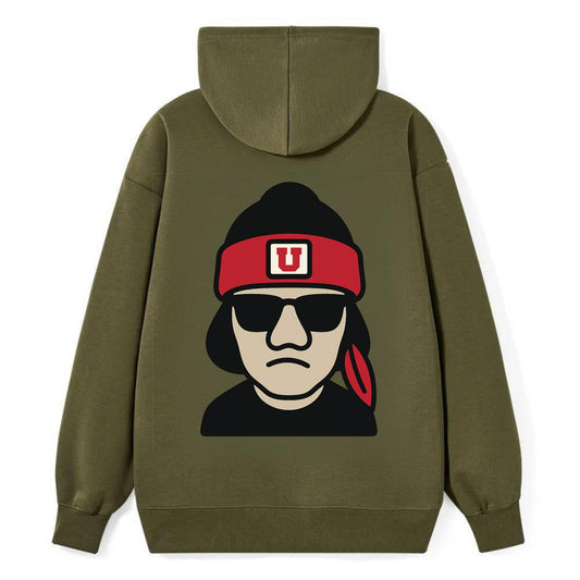 Salt Lake Ute wearing Utah beanie with U patch - Classic Pullover Hoodie - ArmyGreen