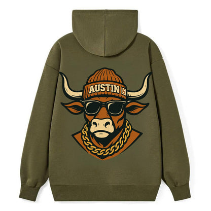 Austin Longhorn - Classic Pullover Hoodie - ArmyGreen