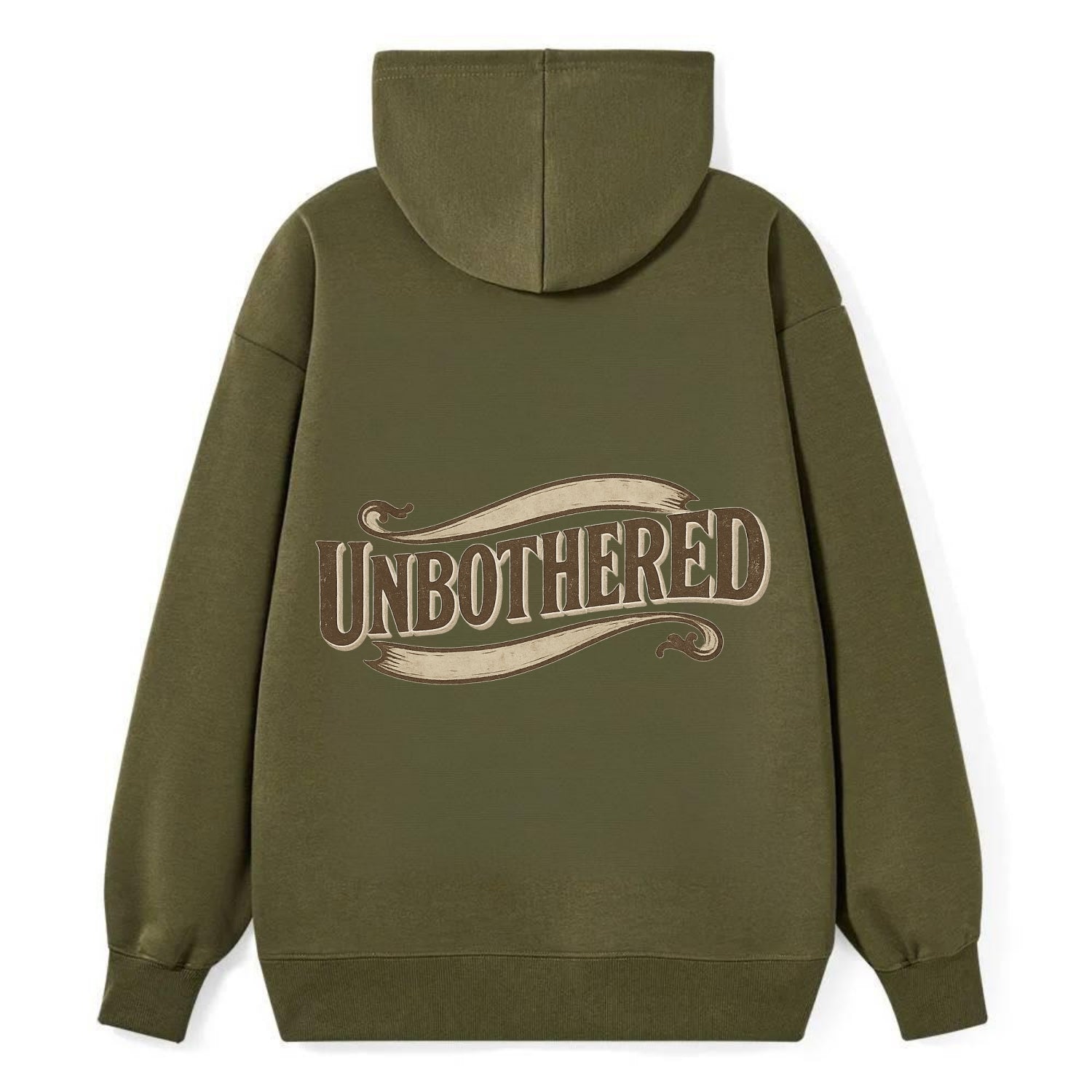 Bold typography design - "UNBOTHERED" - not affected, staying calm - Classic Pullover Hoodie - ArmyGreen