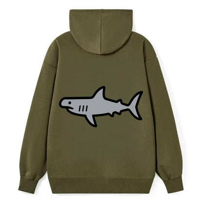Hammerhead Shark - Gray distinctive head flat side profile - Classic Pullover Hoodie - ArmyGreen