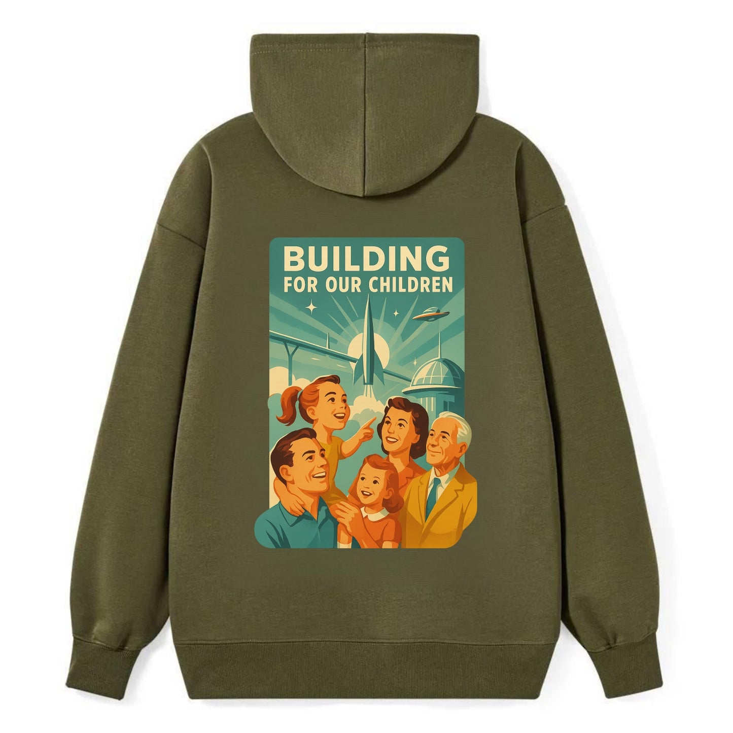 Multiple generations celebrating progress together - "Building for Our - Classic Pullover Hoodie - ArmyGreen