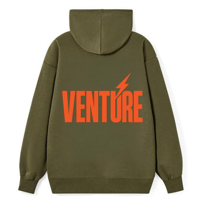 Bold typography design - "VENTURE" - taking risks, bold exploration - Classic Pullover Hoodie - ArmyGreen