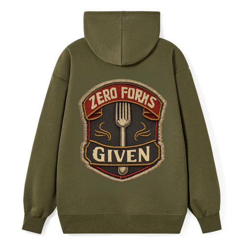 ZERO FORKS GIVEN - fork with text in silver , no cares attitude - Classic Pullover Hoodie