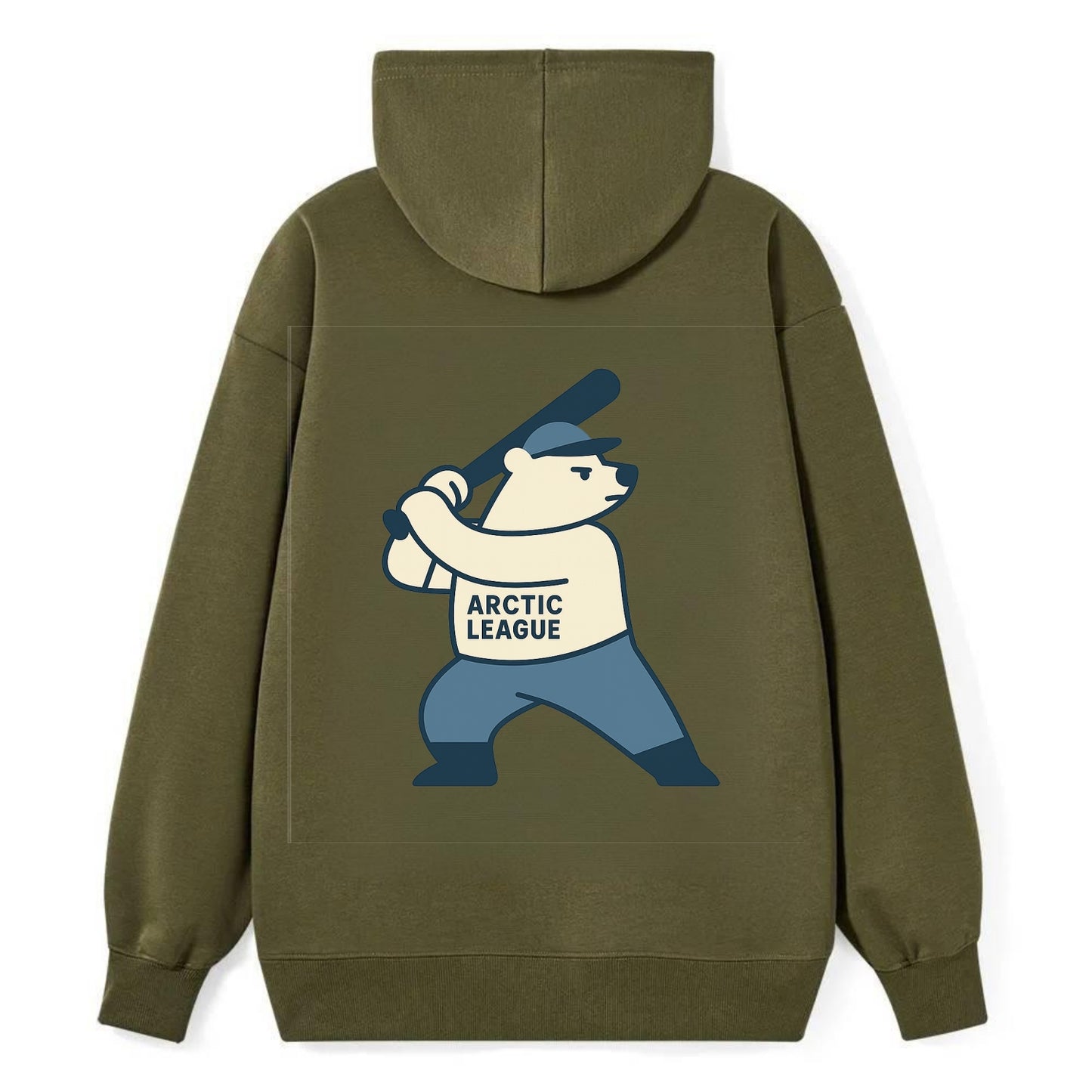 Polar Bear Baseball MVP - Classic Pullover Hoodie - ArmyGreen