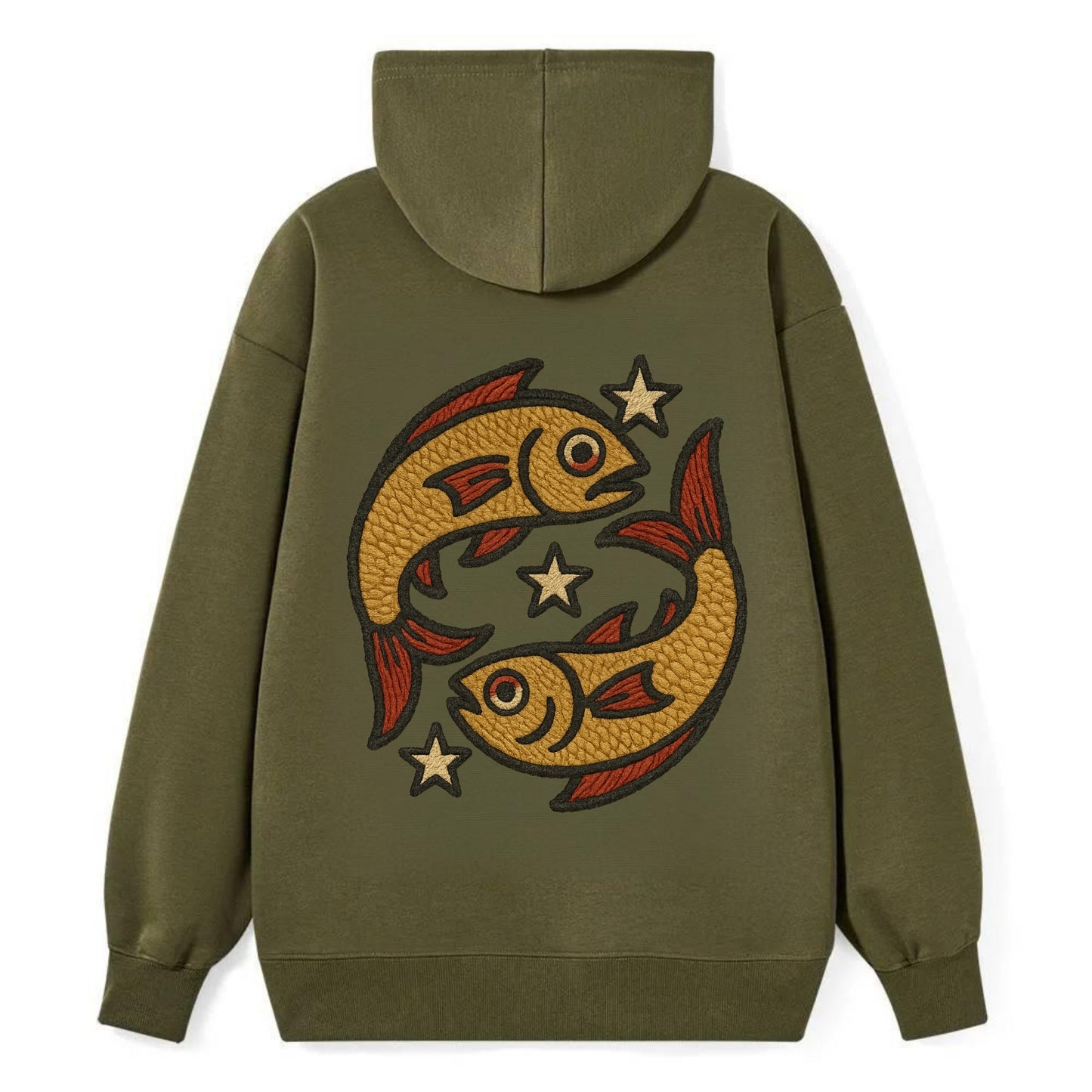 Pisces Fish  - Classic Pullover Hoodie - ArmyGreen