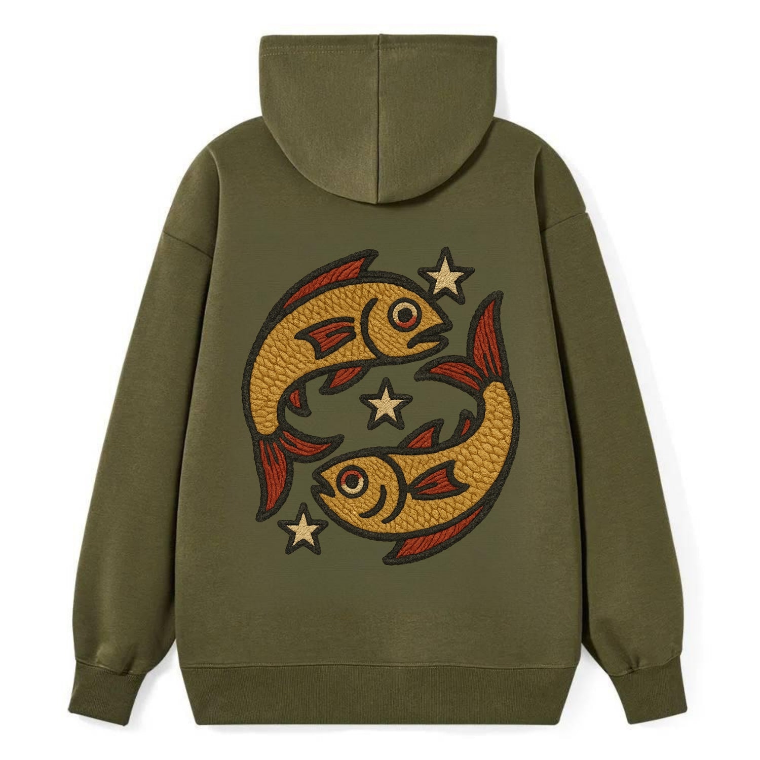 Pisces Fish  - Classic Pullover Hoodie - ArmyGreen