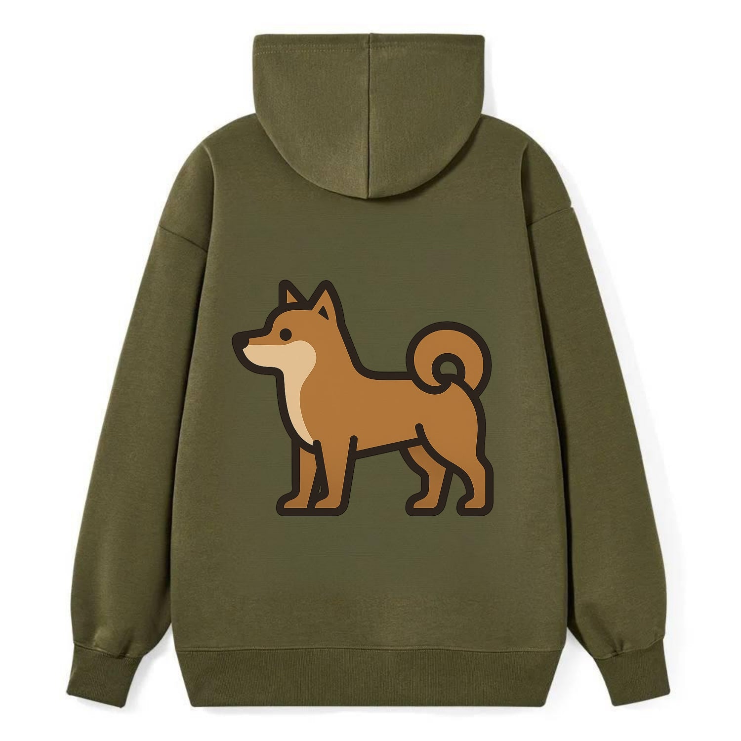 Shiba Inu - Red sesame flat side profile - Classic Pullover Hoodie - ArmyGreen