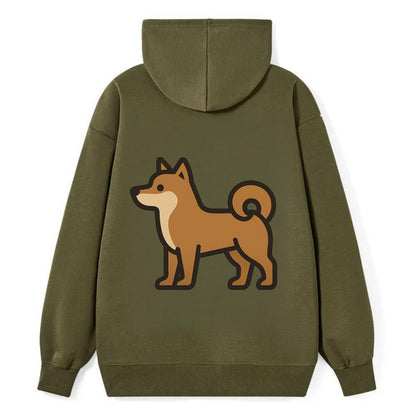 Shiba Inu - Red sesame flat side profile - Classic Pullover Hoodie - ArmyGreen