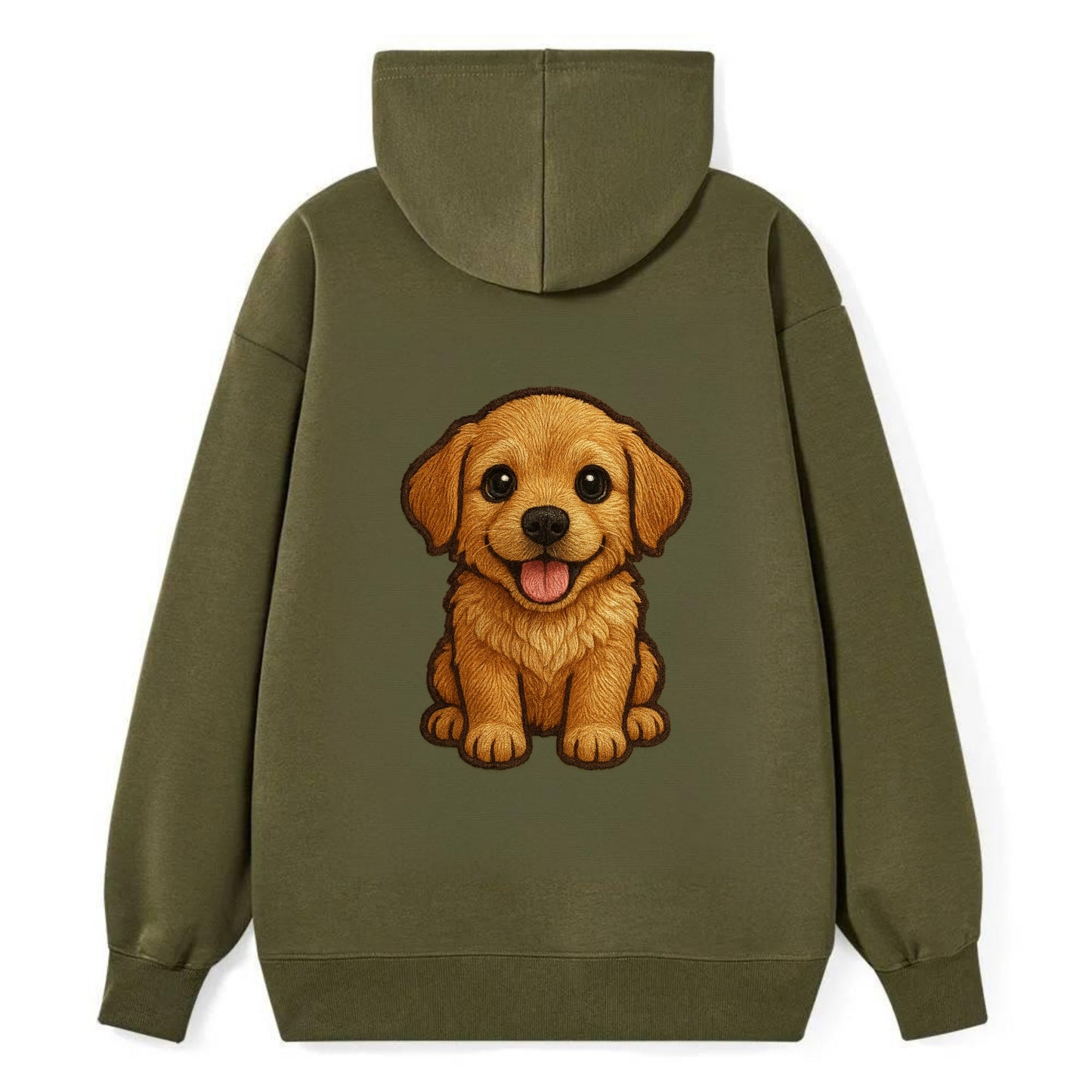 Baby Golden Retriever Puppy - fluffy golden fur, big brown eyes, pink - Classic Pullover Hoodie - ArmyGreen