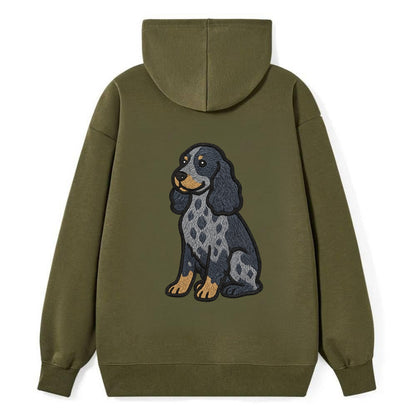 English Cocker Spaniel - Blue roan embroidered sitting pose - Classic Pullover Hoodie - ArmyGreen