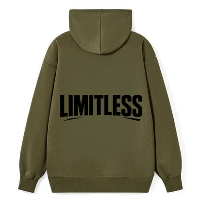 Bold typography design - "LIMITLESS" - no boundaries, infinite potential - Classic Pullover Hoodie - ArmyGreen