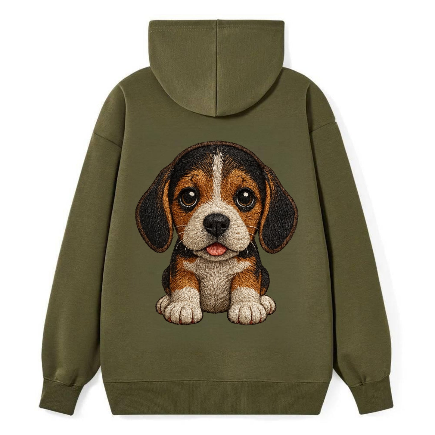 Baby Beagle Puppy - tricolor coat, long droopy ears, big pleading eyes, - Classic Pullover Hoodie - ArmyGreen