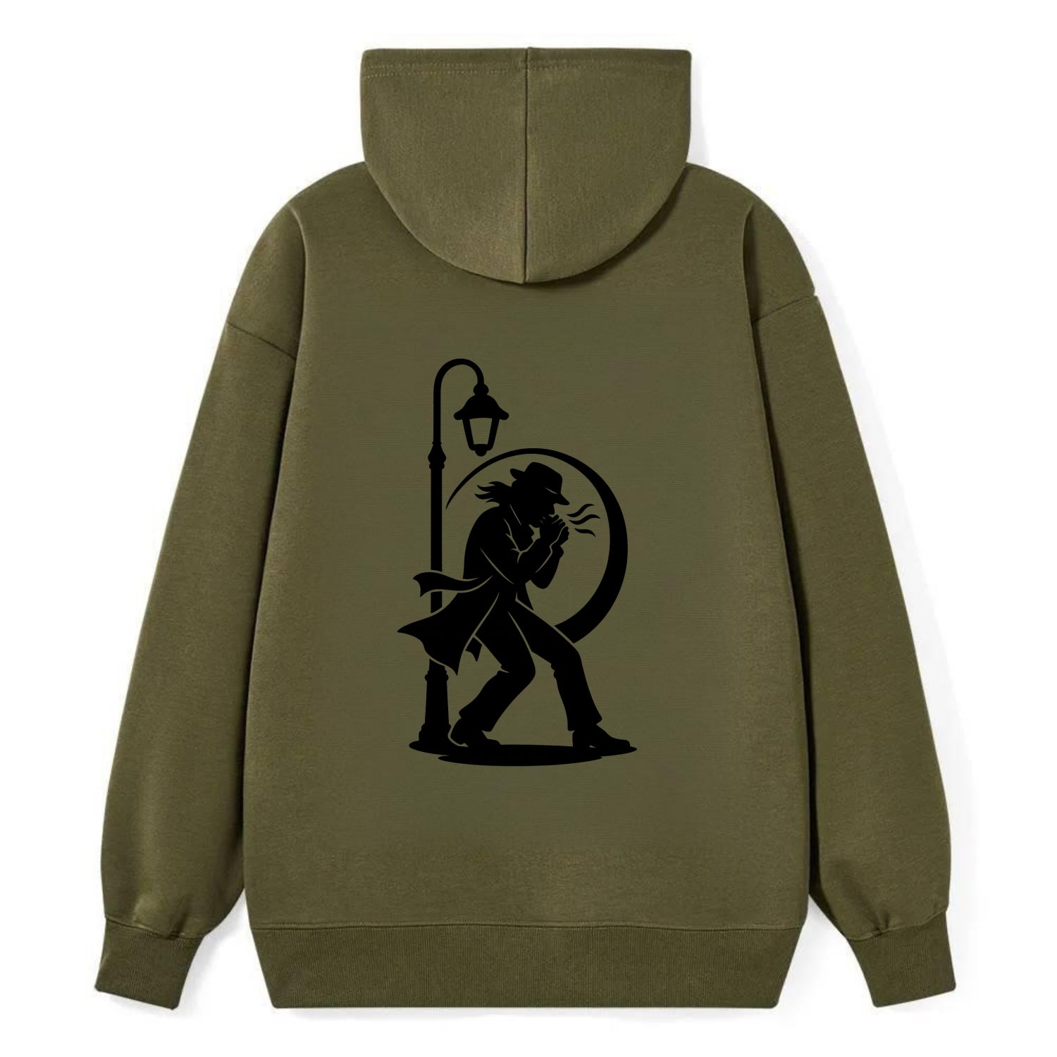 Blues harmonica player under streetlight - Classic Pullover Hoodie - ArmyGreen