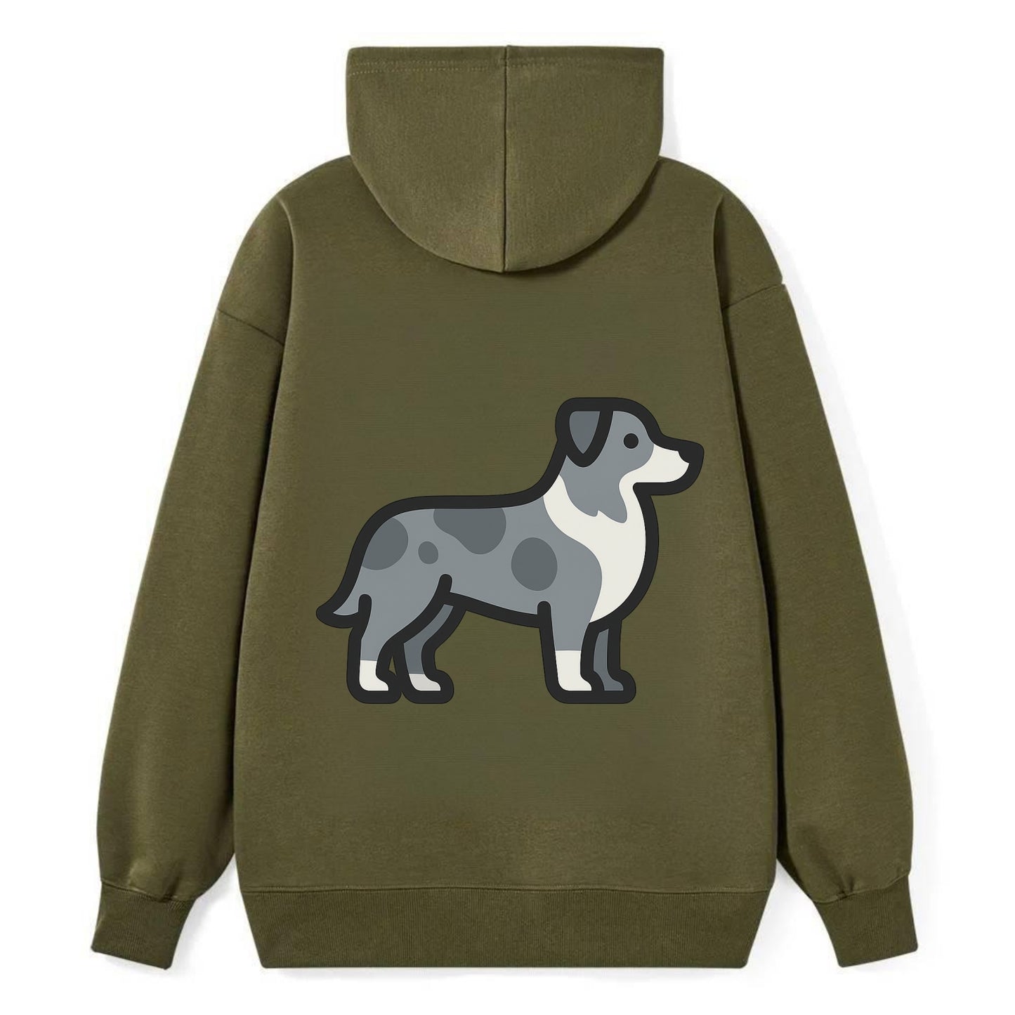 Australian Shepherd - Blue merle flat side profile - Classic Pullover Hoodie - ArmyGreen