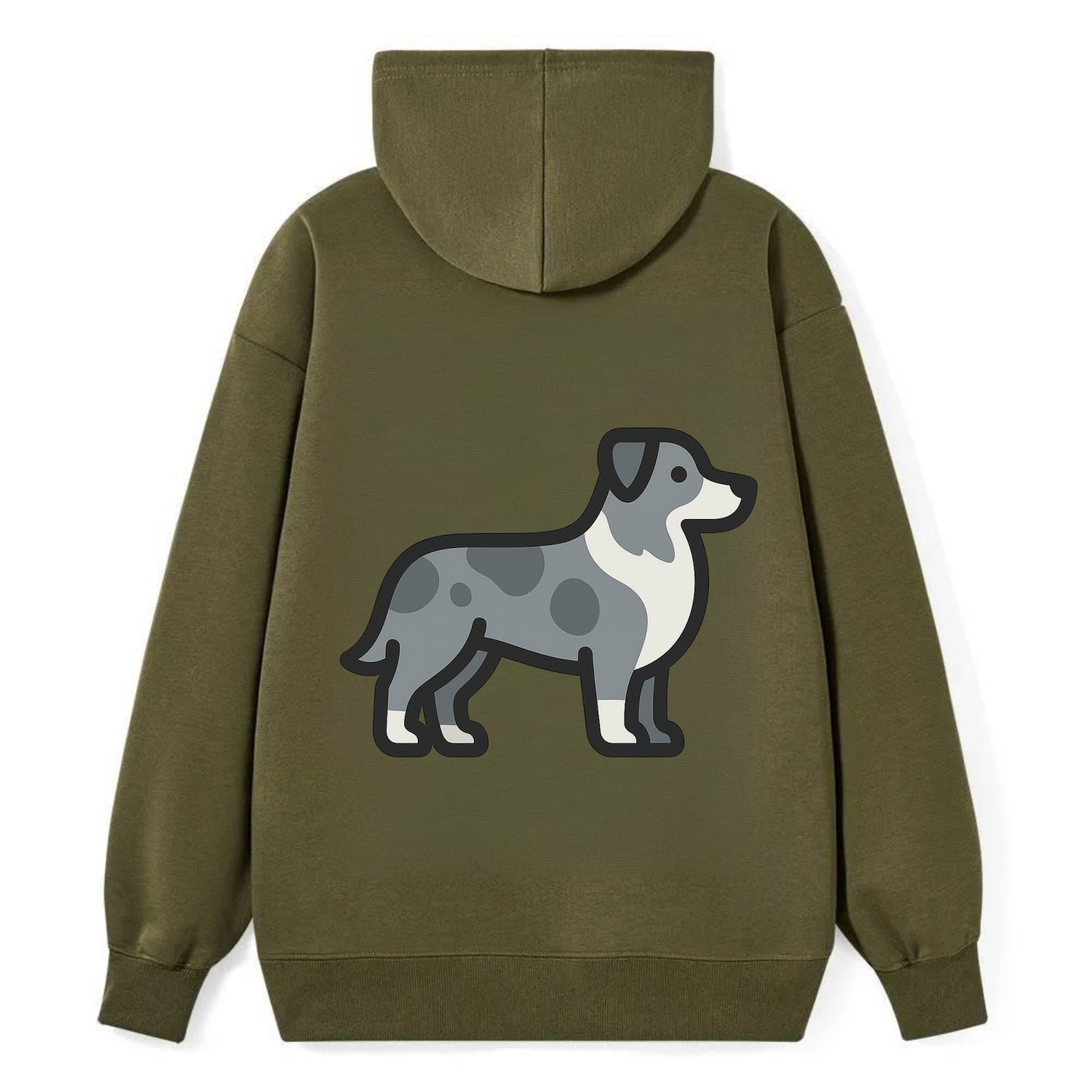 Australian Shepherd - Blue merle flat side profile - Classic Pullover Hoodie - ArmyGreen