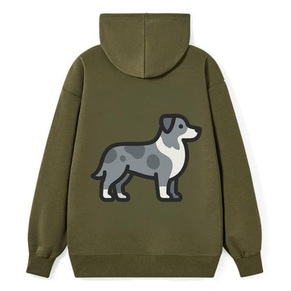 Australian Shepherd - Blue merle flat side profile - Classic Pullover Hoodie - ArmyGreen