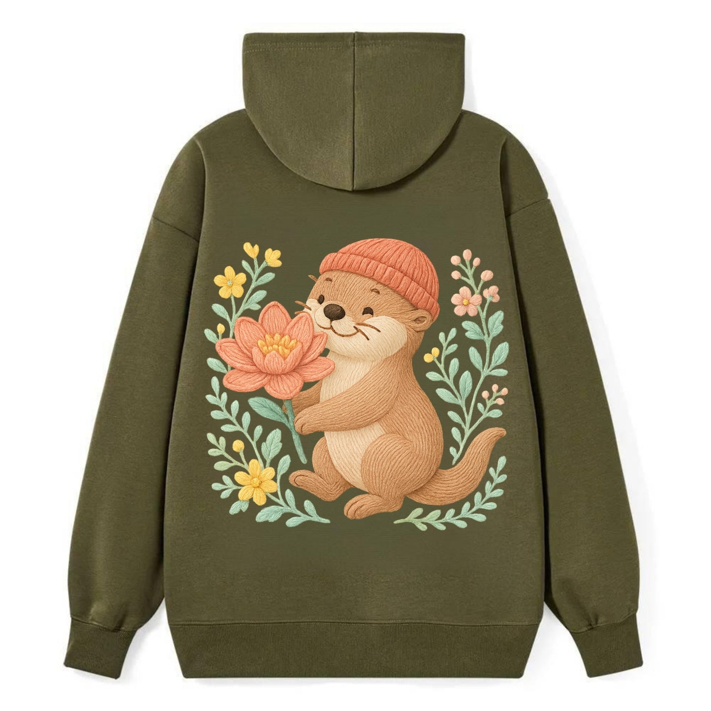 Peach Otter - Classic Pullover Hoodie - ArmyGreen