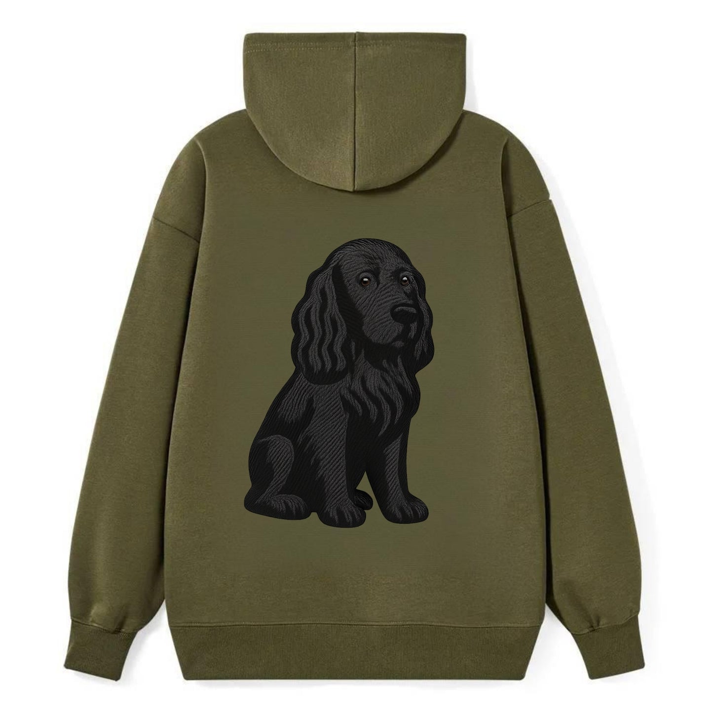 Field Spaniel - Black silky coat embroidered pose - Classic Pullover Hoodie - ArmyGreen