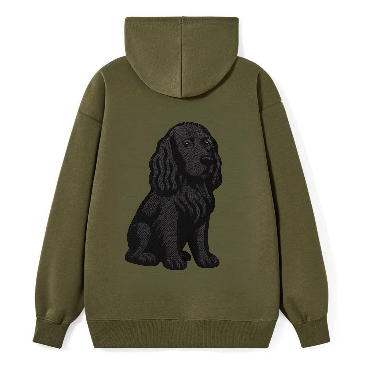 Field Spaniel - Black silky coat embroidered pose - Classic Pullover Hoodie - ArmyGreen