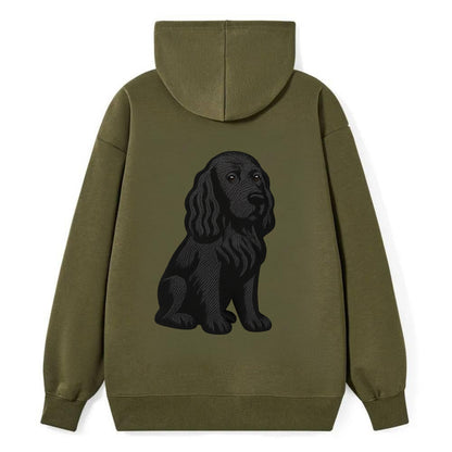 Field Spaniel - Black silky coat embroidered pose - Classic Pullover Hoodie - ArmyGreen