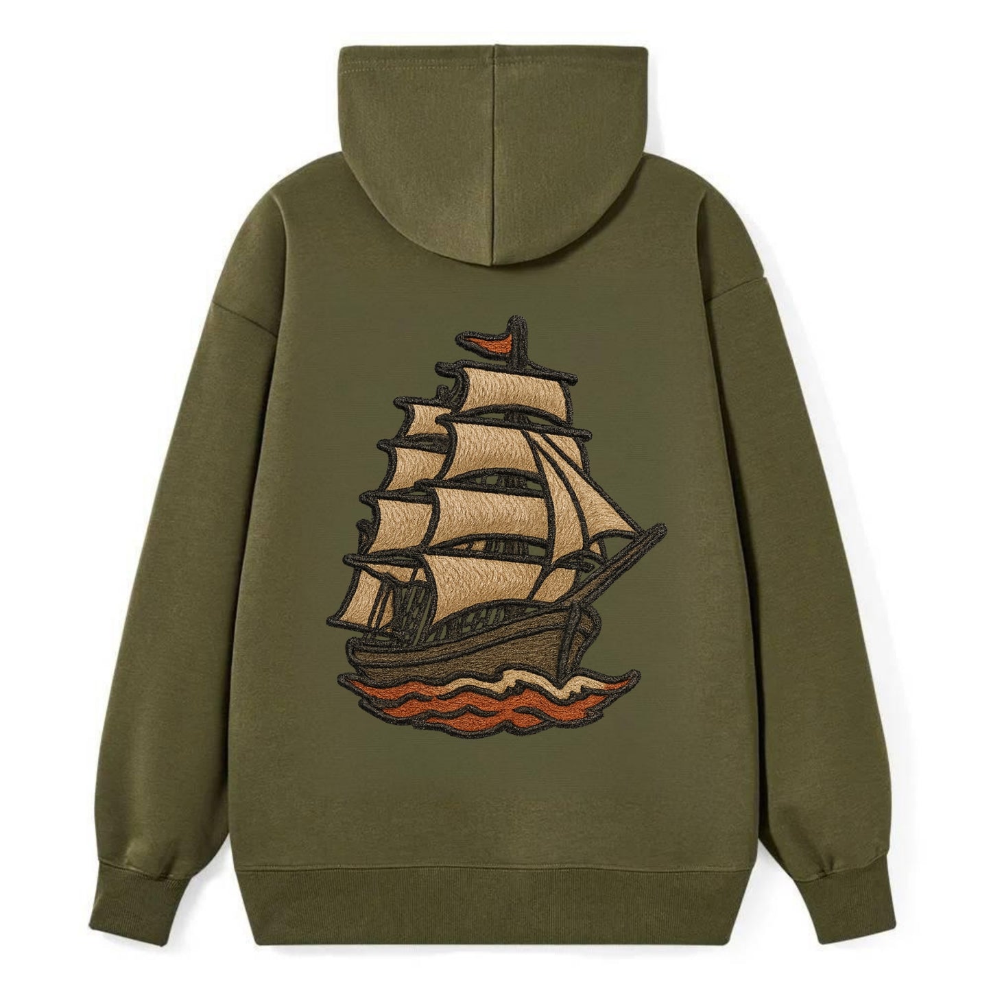 Sailing Ship  - Classic Pullover Hoodie - ArmyGreen
