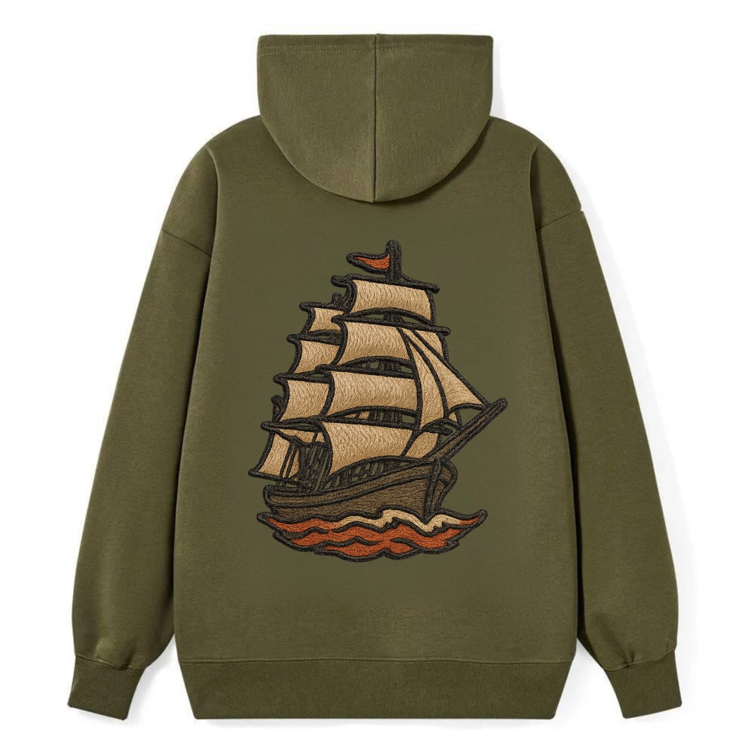 Sailing Ship  - Classic Pullover Hoodie - ArmyGreen