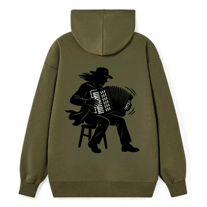 Accordion player street musician - Classic Pullover Hoodie - ArmyGreen