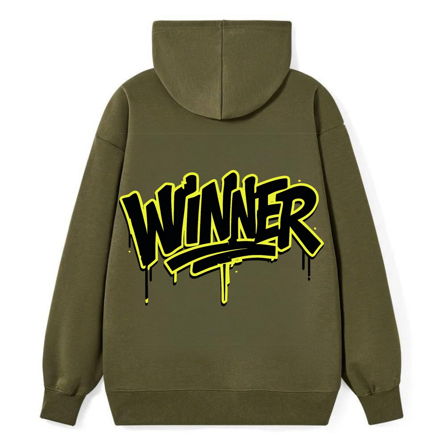 Bold typography design - "WINNER" - victorious mindset, champion - Classic Pullover Hoodie - ArmyGreen