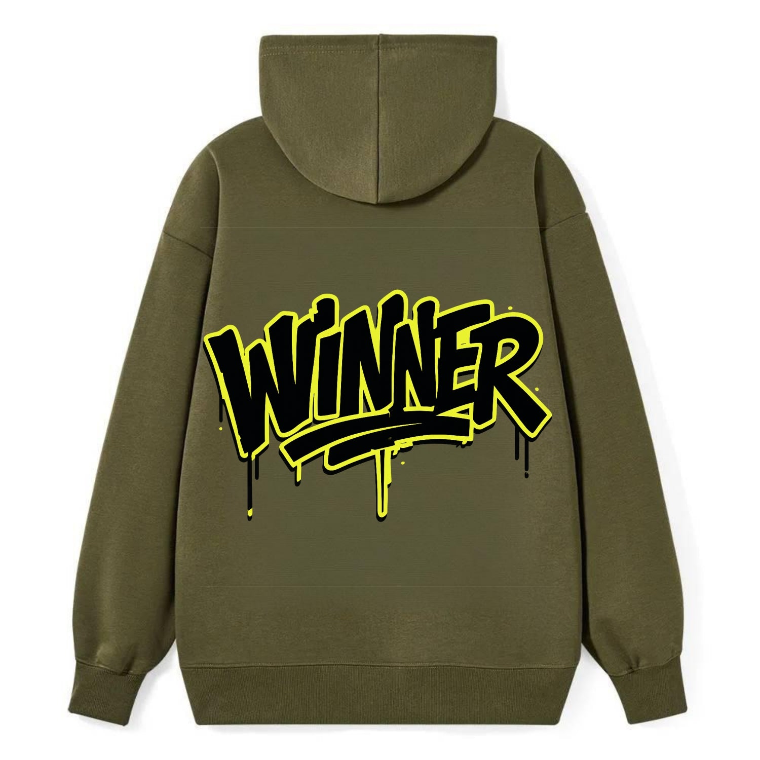 Bold typography design - "WINNER" - victorious mindset, champion - Classic Pullover Hoodie - ArmyGreen