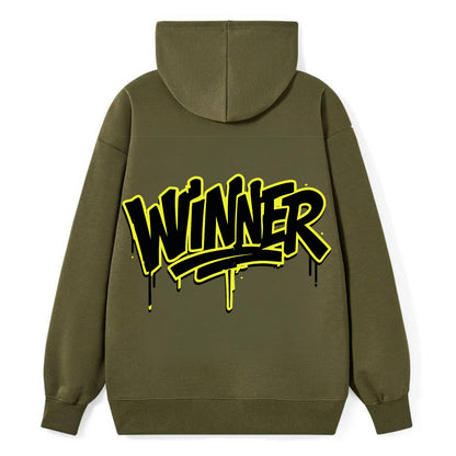 Bold typography design - "WINNER" - victorious mindset, champion - Classic Pullover Hoodie - ArmyGreen
