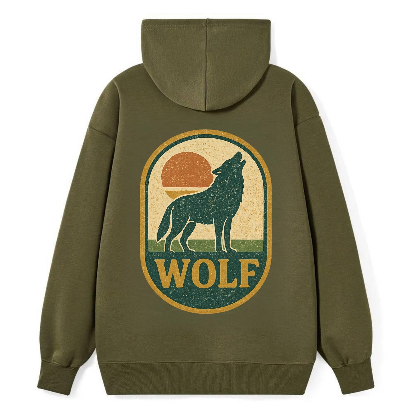 Carbon Fiber Wolf  - Classic Pullover Hoodie - ArmyGreen