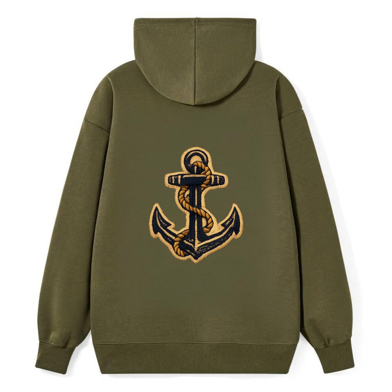 ANCHOR ROPE - classic anchor with rope in navy and gold , sailor - Classic Pullover Hoodie - ArmyGreen