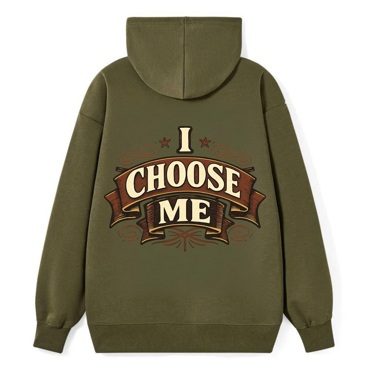 Bold typography design - "I CHOOSE ME" - self-priority, self-selection - Classic Pullover Hoodie - ArmyGreen