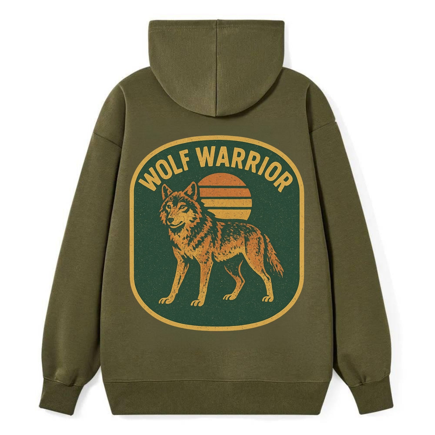 Wolf Warrior  - Classic Pullover Hoodie - ArmyGreen