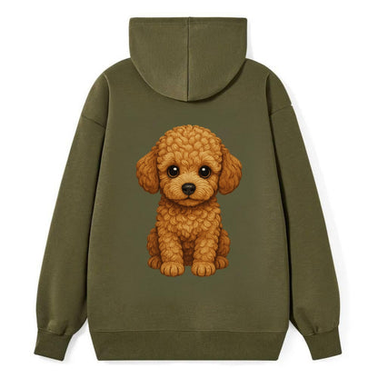 Baby Poodle Puppy - curly fluffy coat, intelligent eyes, elegant snout, - Classic Pullover Hoodie - ArmyGreen