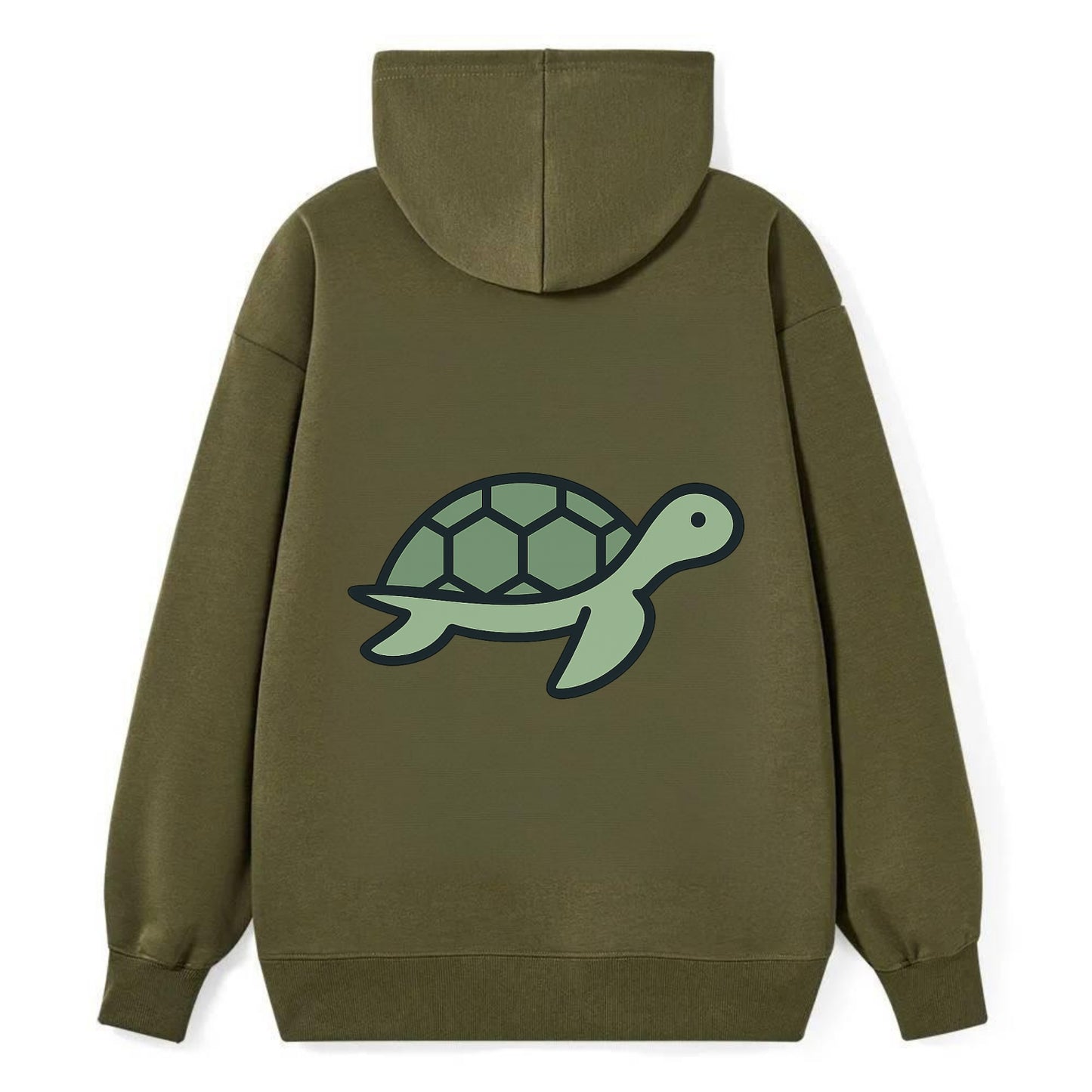 Sea Turtle - Green with shell pattern flat side profile - Classic Pullover Hoodie - ArmyGreen