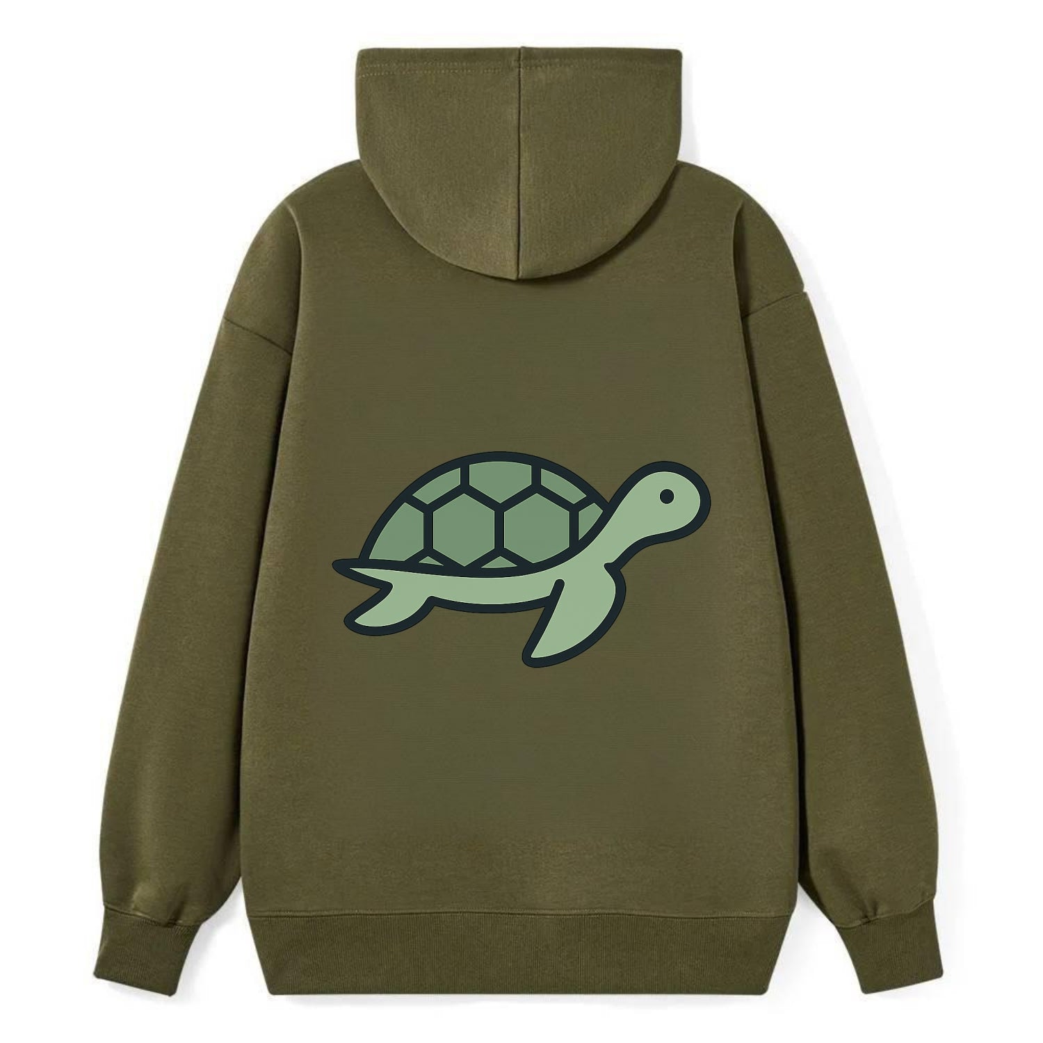 Sea Turtle - Green with shell pattern flat side profile - Classic Pullover Hoodie - ArmyGreen
