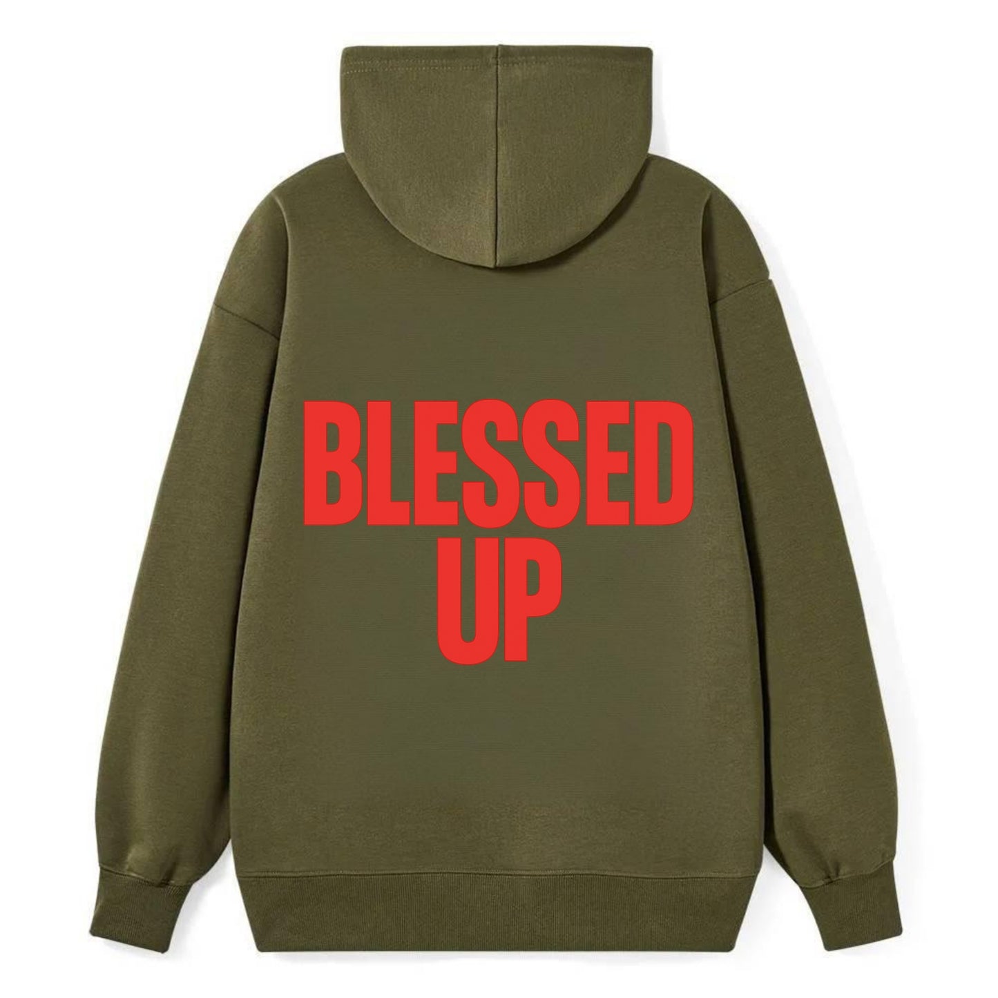 Bold typography design - "BLESSED UP" - recognizing fortune - Classic Pullover Hoodie - ArmyGreen