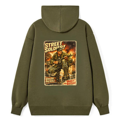COMBAT READY | Military boots on wet pavement | Street soldier | Urban - Classic Pullover Hoodie - ArmyGreen