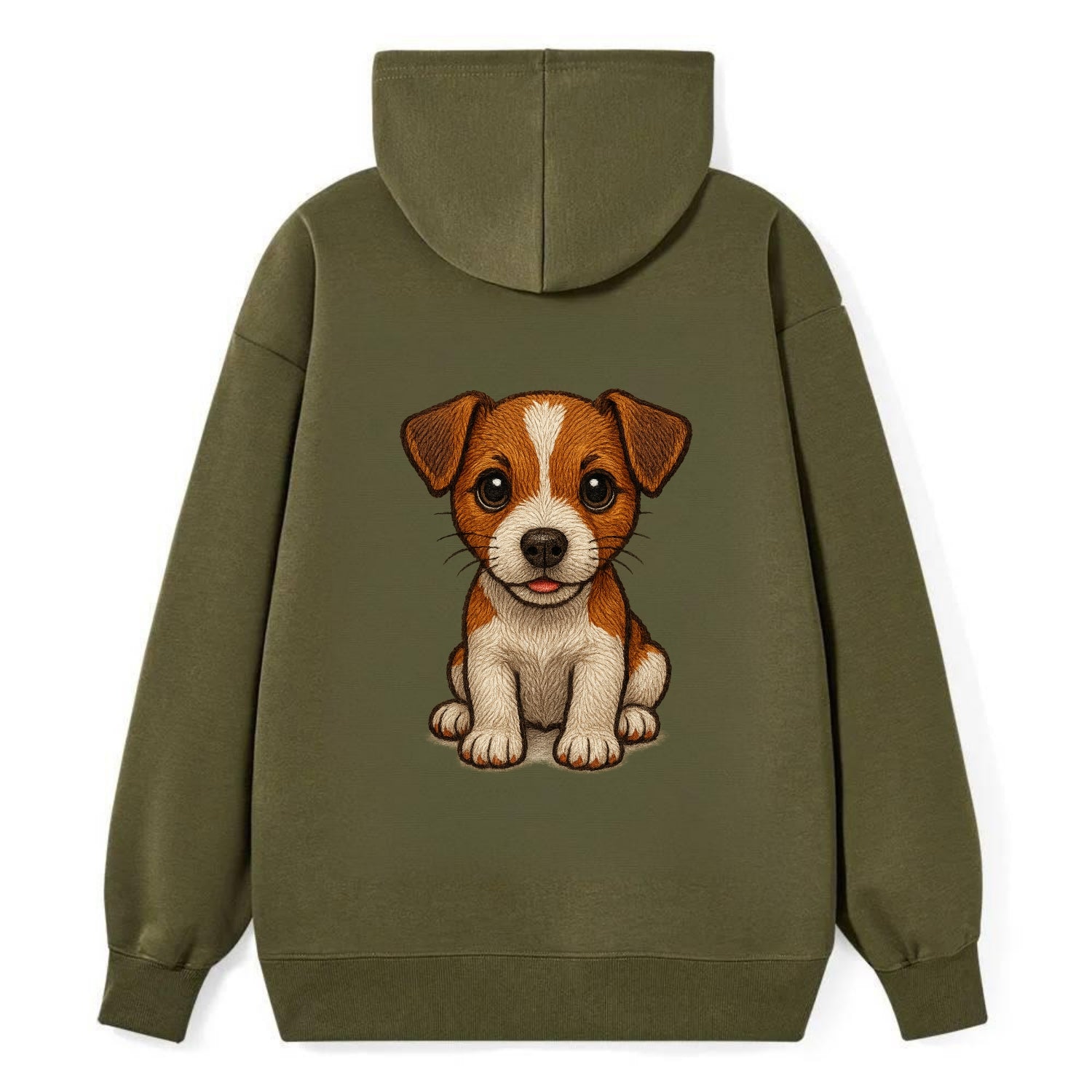 Baby Jack Russell Terrier Puppy - white with markings, alert ears, - Classic Pullover Hoodie - ArmyGreen