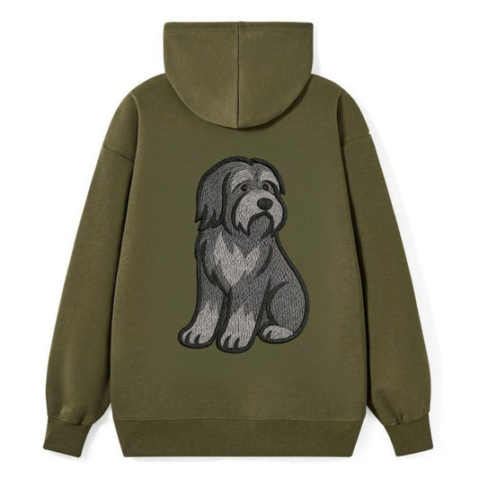 Bearded Collie - Gray shaggy coat embroidered pose - Classic Pullover Hoodie - ArmyGreen